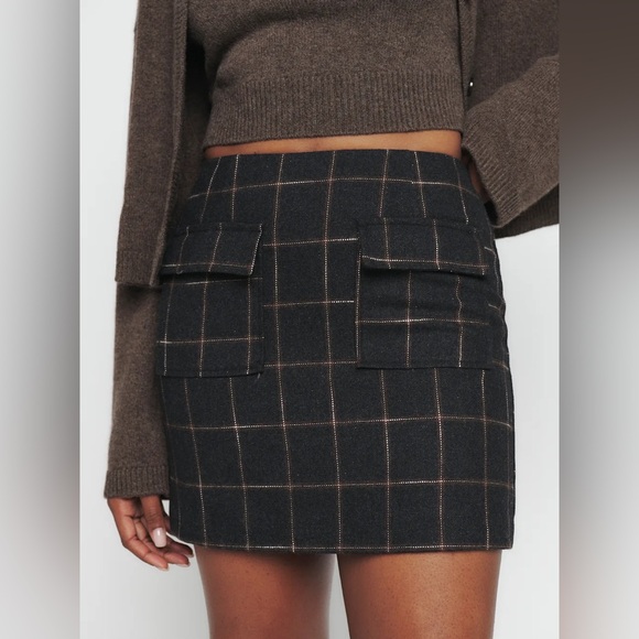 Reformation Dresses & Skirts - NWT Reformation Janis Skirt Charcoal Check - Size 4